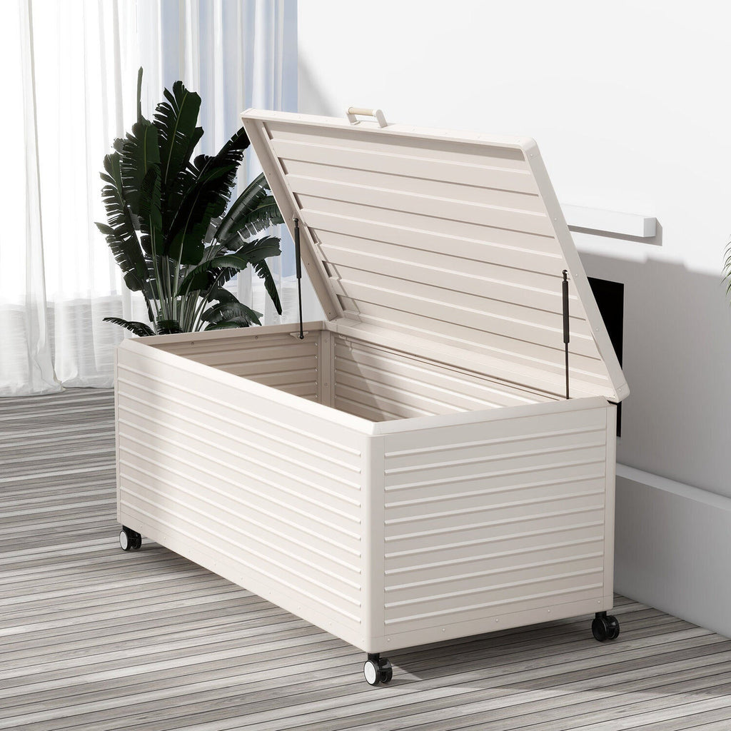 🎁Limited time promotion--Buy One Get One Free🎁Extra-Large 281-Gal Metal Deck Box – Lockable Wheels for Patio & Garden Storage